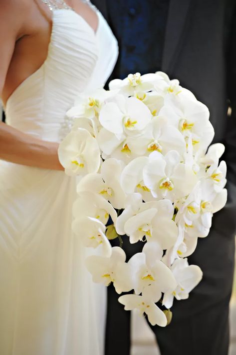 Faux Orchid Bouquet, Cascading Orchid Bridal Bouquets, Bridal Bouquet Orchids, Orchid Centerpieces Wedding, Bouquet Orchid, White Orchid Bouquet, Orchid Bridal Bouquets, Orchid Bouquet Wedding, Cymbidium Orchid