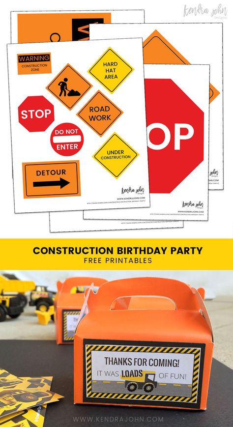 Construction Printables Free, Construction Party Printables Free, Construction Birthday Printables Free, Construction Birthday Invitations Free, Construction Printables, Construction Party Printables, Bulldozer Cookies, Truck Party Favors, Construction Theme Birthday Party