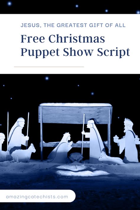 Free printable Christmas puppet script for kids. Fun Christmas puppet show for your puppet ministry or religious education classes. Celebrate the true meaning of Christmas with this fun Christmas puppet show! Nativity Script For Kids, Christmas Puppet Show, Puppet Show For Kids, Play Scripts For Kids, New Age Music, Script Writer, The Greatest Gift, Free Bible, Puppet Show