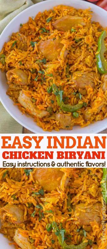 Quick chicken biryani Chicken With Bell Peppers, Nasi Beriani, Arabisk Mad, Rice Dishes Easy, Biryani Rice, Dinner Then Dessert, Chicken Biryani Recipe, Rogan Josh, Vindaloo