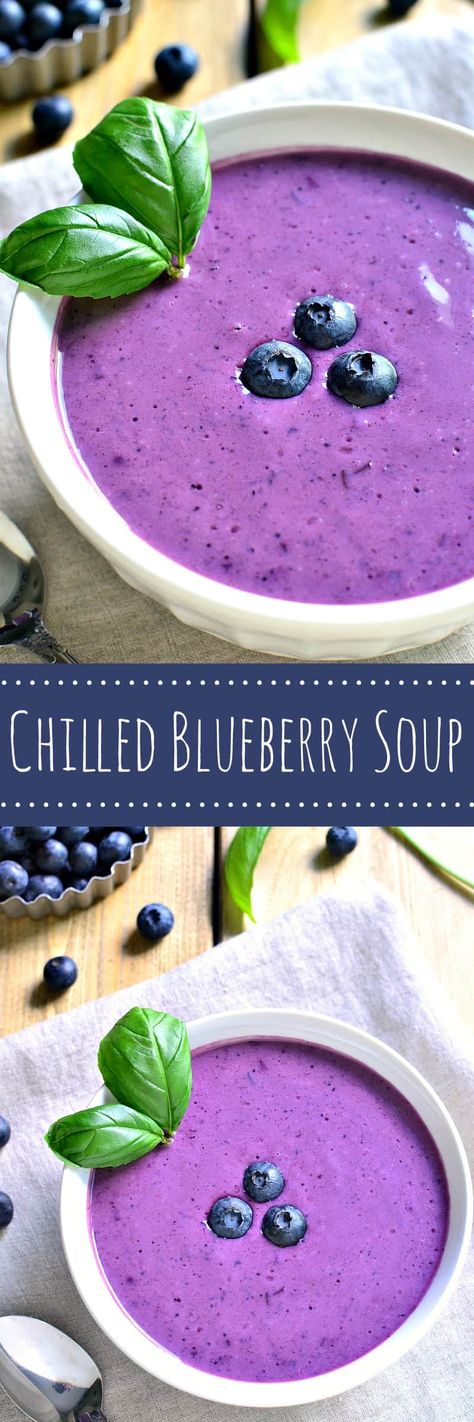 Soup Recipes For Sick, Cantaloupe Soup, Blueberry Yogurt Smoothie, Blueberry Soup, Chilled Soup Recipes, Lemon Tree Dwelling, Cold Soup Recipes, Cold Soups, Fruit Soup