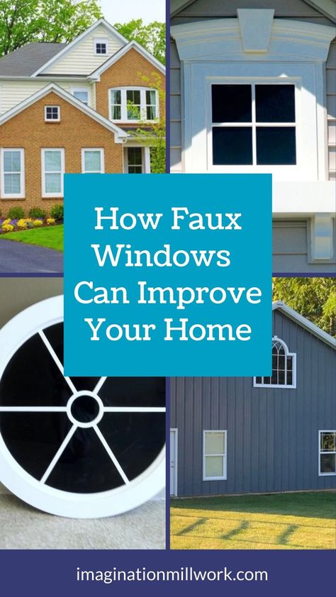 Uneven Windows Exterior, Decorative Gables On House Exterior, Fake Window Exterior House, Fake Windows Exterior, Exterior Faux Window, Fake Exterior Window, Faux Window Exterior, Fake Window Ideas Exterior, Fake Window Ideas