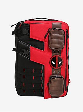 MARVEL DEADPOOL CONVERTIBLE BACKPACK Deadpool Backpack, Marvel Fashion, Deadpool Logo, Me And Bae, Fandom Fashion, Tactical Bag, Red Bag, Marvel Deadpool, Convertible Backpack