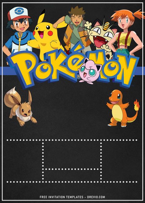 Get 11+ Pokemon Birthday Party Invitation Templates If you are trying to put a little bit more effort to your party, maybe it’s for your little boy or girl, you can take the usual standard that most parents out there have been using it for so long. Fro... Pokemon Birthday Invitations Free, Pokemon Birthday Party Invitations, Pokemon Birthday Invitations, Pokemon Birthday Invites, Pokemon Party Invitations, Pokemon Invitations, Pokemon Themed Party, Chalkboard Invitation Template, Invitations Template