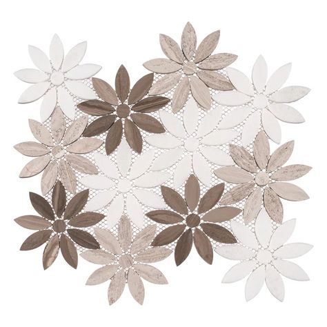 Andova Fresh 11.5" x 9.5" Glass/Stone/Aluminum Flower Pattern Mosaic Wall Tile & Reviews | Wayfair Waterjet Mosaic Tile, Pebble Tile, Mosaic Floor Tile, Stone Mosaic Tile, Natural Stone Flooring, Mosaic Wall Tiles, Mosaic Flooring, Glass Mosaic Tiles, Marble Mosaic