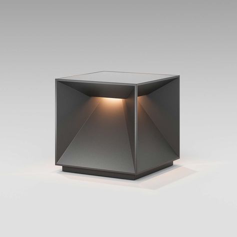 Practical for bedside tables, desks and wherever large areas of light are required in a small space: The Sigor Nutalis is a cube-shaped battery-powered light from which widespread light flows. The slanted sides of the cube reflect light in a unique way, making it look like an art object when turned on. Metal Home Accessories, Cube Lighting, Side Desk, Blitz Design, Square Lamp, Desk Lights, Unique Table Lamps, Portfolio Design Layout, Lighting Concepts