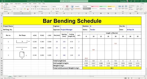 Bar Bending Schedule Sample Excel Sheet Check more at https://www.onlinecivilforum.com/site/product/bar-bending-schedule-sample-excel-sheet/ Bar Bending Schedule In Excel, Civil Drawing, Bar Bending Schedule, Excel Sheet, Engineering Notes, Bending, Free Download, Engineering, Golf