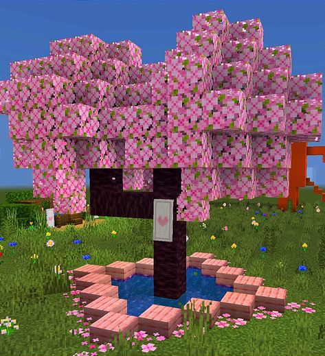 Minecraft Sakura Tree, Pink Sakura, Minecraft Inspo, Sakura Tree, Cute Games, Cute Pink, Minecraft, Pink