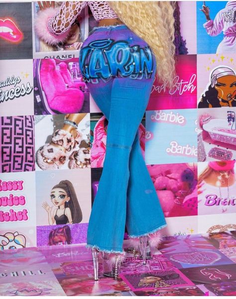 2000s Theme Party Outfit, 2000s Theme Party, 90s Early 2000s Fashion, Karin Jinsui, Black Bratz Doll, Bratz Doll Outfits, Brat Doll, 21st Birthday Photoshoot, Bratz Inspired Outfits