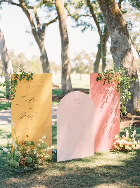 Wedding Welcome Board Ideas, Welcome Board Ideas, Colorful Welcome Sign, Colorful Summer Wedding, Wedding Welcome Board, Bella Bridal, Welcome Sign Wedding, Welcome Board, Napa Valley Wedding