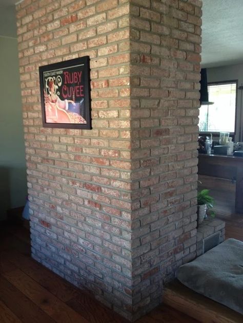 Can you make existing fireplace double sided ? Close Off A 1970 Fireplace, Convert Fireplace To Gas, Brick Double Sided Fireplace, Traditional Double Sided Fireplace, Double Sided Wood Burning Fireplace Insert, Double Sided Fireplace, Brick Fireplace, Double Sided, Kitchen Room