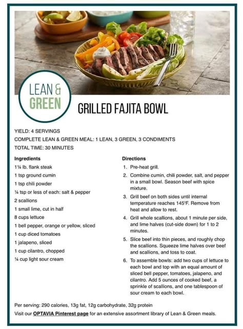 Lean Dinners, Fajita Bowl, Medifast Recipes, Lean Protein Meals, Optavia Recipes, Lean And Green, Fajita Bowls, Lean Meals, Food Fast