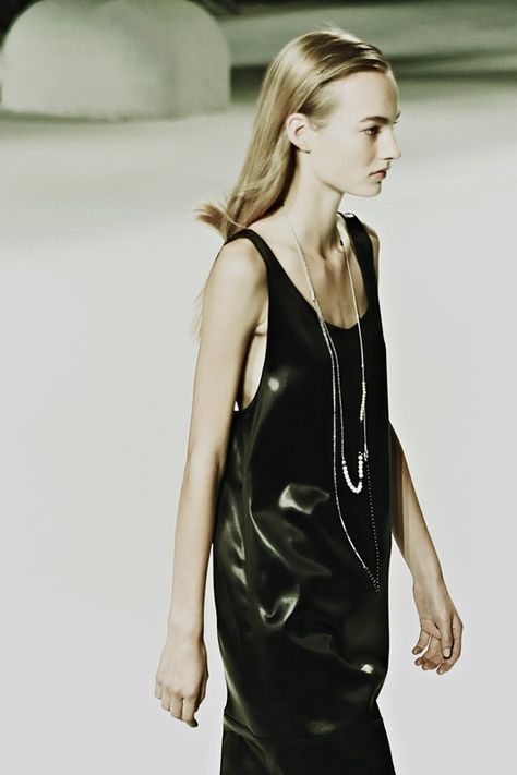 Leather slip dress and chains at Rag & Bone SS15 NYFW. More images here: http://www.dazeddigital.com/fashion/article/21619/1/rag-bone-ss15 Leather Slip Dress, Fashion Article, Fashion Articles, Kool Aid, Leather Dress, Inspiration Style, The Meaning, Leather Slip Ons, Rag & Bone