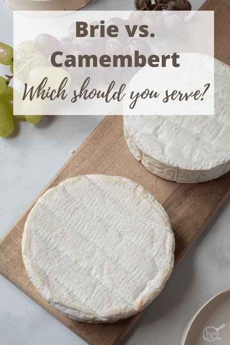 Learn the differences we found between these two cheeses. Our home kitchen is where we tested both in the brie vs. camembert debate. Camembert Recipes Ideas, Baked Camembert Recipes, Recipes With Camembert Cheese, Brie Cheese Toast, How To Serve Camembert Cheese, Camembert Cheese Recipes Appetizers, Camembert Cheese Board, Camamber Cheese Baked Recipe, Camembert Board