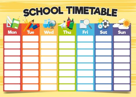 School Schedule Printable, School Timetable Template, Timetable Design, Timetable Planner, Timetable Template, Table Template, School Timetable, Curriculum Design, Time Table