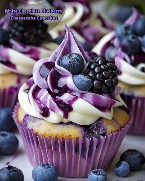 White Chocolate Blueberry Cheesecake Cupcakes Recipe White Chocolate Blueberry Cheesecake Cupcakes, White Chocolate Blueberry Cheesecake, Chocolate Blueberry Cheesecake, Blueberry Cheesecake Cupcakes, Blueberry Cupcakes Recipe, Plumosa Fern, Blueberry Cheesecake Muffins, Asparagus Setaceus, Cheesecake Cupcakes Recipe