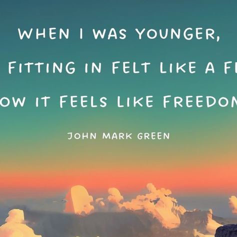 Tiny Buddha on Instagram: ""When I was younger, not fitting in felt like a flaw. Now it feels like freedom." ~John Mark Green #tinybuddha #quotes #dailyquotes #quotesdaily #quoteoftheday #wisdom #wordsofwisdom #wisdomquotes #dailywisdom #doyou #beyourself #breakthemold" When I Was Younger Quotes, John Mark Green Quotes, Green Quotes, Tiny Buddha, Daily Wisdom, Daily Quotes, Wisdom Quotes, Quote Of The Day, Feel Like