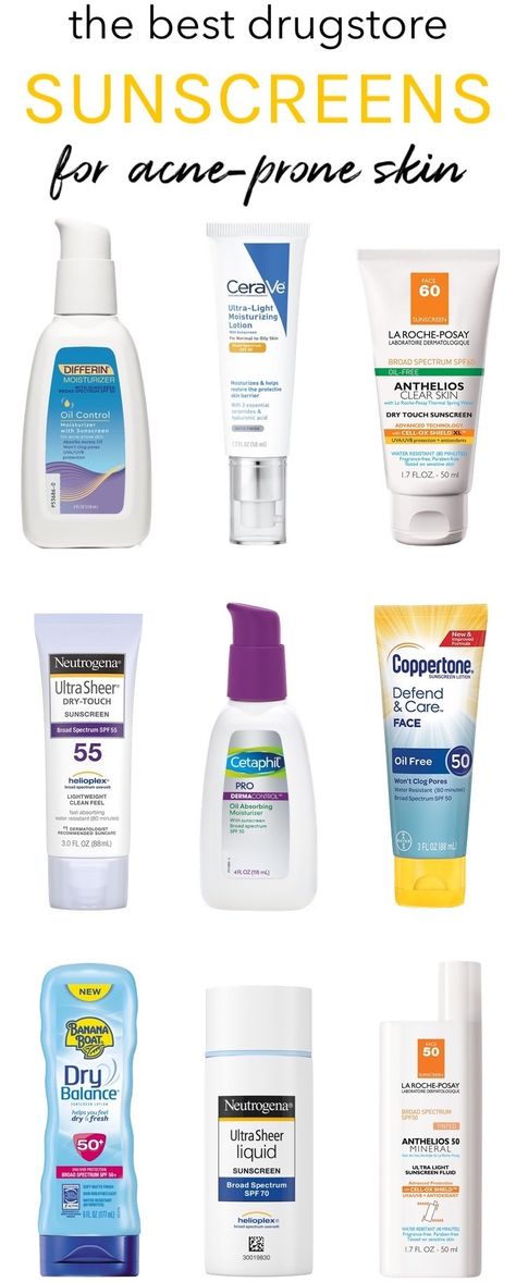 If you have oily, acne-prone skin and hate the way most sunscreens feel, you need to try one of these affordable sunscreens that offer serious sun protection without clogging pores or leaving your skin looking like a greasy mess…bye bye breakouts! #drugstoreskincare Best Drugstore Sunscreen, Skin Breakouts, Hyaluronic Acid Moisturizer, Drugstore Skincare, Moisturizer For Oily Skin, Best Sunscreens, Oil Free Moisturizers, Sunscreen Moisturizer, Oily Skin Care