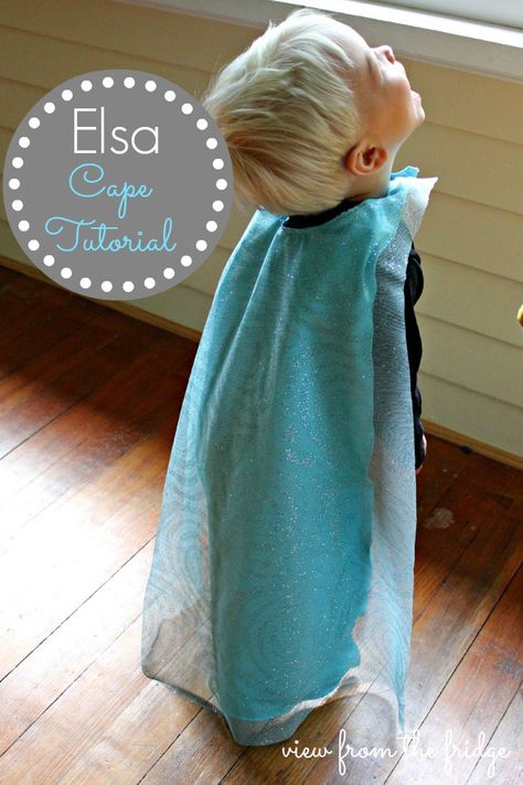 Easy Queen Elsa Cape Tutorial | View From The Fridge Cape Tutorial, Princess Cape, Cape Pattern, Queen Elsa, Frozen Birthday Party, Frozen Party, Superhero Party, Disney Crafts, Frozen Birthday