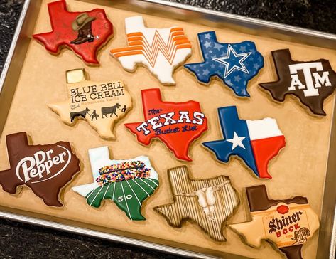 Texas Cookies, Country Desserts, Cookie Techniques, Belle Birthday, Creative Cookies, Cookies Decorated, Iced Cookies, Brownie Cookies, Cute Cookies