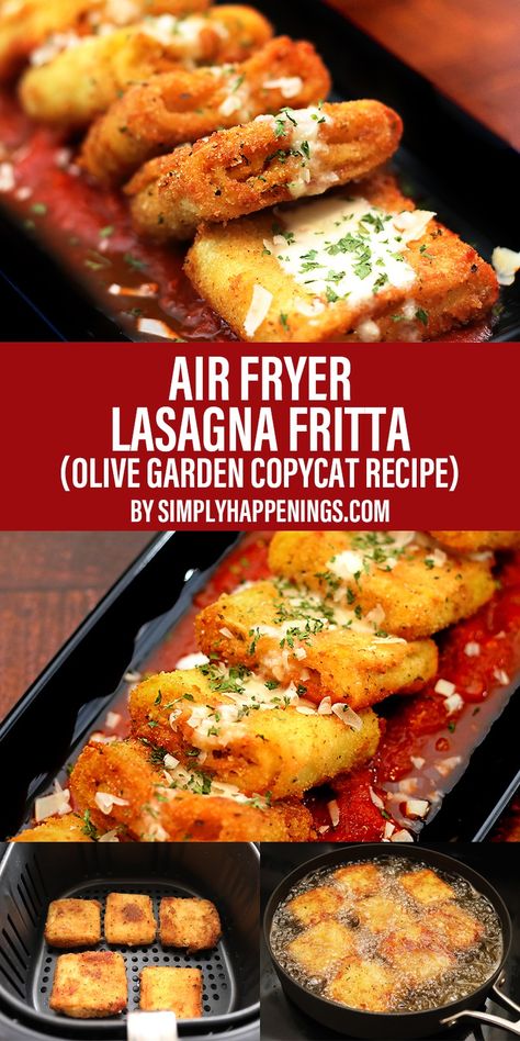 Lasagna Fritters Air Fryer, Olive Garden Fried Lasagna, Things To Do With Lasagna Noodles, Air Fryer Lasagna Fritta, Dinner In The Air Fryer, Lasagna Roll Ups Air Fryer, Air Fryer Italian Recipes, Air Fryer One Pan Meal, Italian Air Fryer Recipes