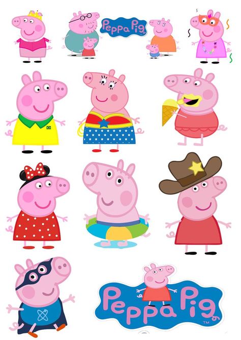 Peppa Pig Cupcake Topper, George Pig Party, Peppa Pig Birthday Decorations, Peppa Pig Stickers, Peppa Pig Cupcakes, Peppa Pig Cake Topper, Minion Stickers, Pig Cupcakes, Pepper Pig