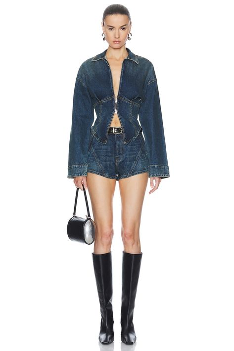 Find EB DENIM Hart Moto Short In Blue on Editorialist. EB Denim Hart Moto Short in Blue 100% cotton. Made in USA. Machine wash. Zip fly with button closure. Side slant pocket styling. Shorts measure approx 10 in length. EBDR-WF25. W1703HRTMS. About the designer: Recycled Scarves, Mini Shorts Outfit, Denim Outfit Fall, Styling Shorts, Blue Honey, School Locker, Jean Short Outfits, Denim Shorts Outfit, Preformance Outfits