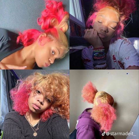 Color Combos For Hair, Pink Sisterlocks, Color Combinations Hair, Hair Dye Colors Ideas, Purple Natural Hair, Adore Hair Dye, Colors To Dye Your Hair, Dyed Curly Hair, Best Hair Dye