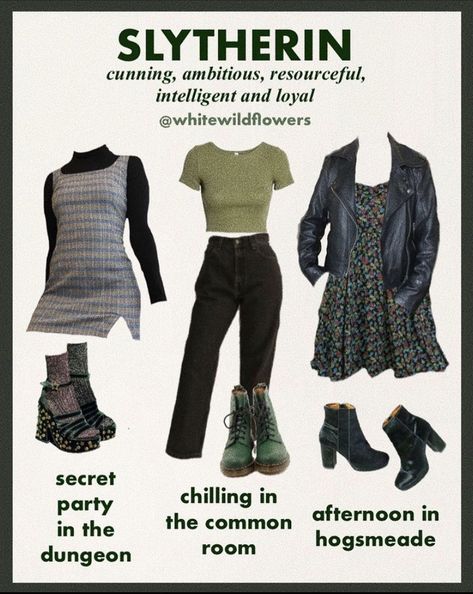 Slytherin Outfits Aesthetic, Slytherin Dark Academia, Slytherin Outfit Ideas, Bride Of Frankenstein Costume, Slytherin Clothes, Slytherin Outfit, Slytherin Fashion, Hogwarts Outfits, Dark Academia Outfit