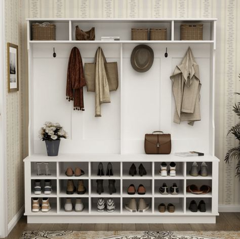 How to Create a Mudroom for the Space That You Have Shoe Shelf Mudroom, Built In Bench With Shoe Storage, Mudroom Lockers With Shoe Storage, Built In Coat And Shoe Storage, Laundry Room Shoe Storage Ideas, Backpack And Shoe Storage, Garage Landing Mudroom, Coat And Shoe Storage Entryway, Mudroom Shoe Storage Ideas