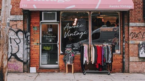 Thrift Store Exterior, Vintage Thrift Shop Aesthetic, Vintage Store Aesthetic, Thrift Shop Aesthetic, Vintage Store Ideas, Town Inspiration, Secret Base, Aesthetic Logo, Vintage Thrift Stores