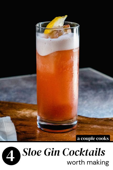 Here are the best sloe gin cocktails to make with this fruity British liqueur! This unique ingredient makes mixed drinks shine. | cocktail recipes | sloe gin cocktail recipes l sloe gin fizz | alabama slammer recipe | #sloegin #sloegincocktails #cocktails Slow Gin Cocktails, Alabama Slammer Recipe, Sloe Gin Cocktails, Sloe Gin Fizz, Friday Cocktails, Gin Fizz Recipe, Alabama Slammer, Gin Drink Recipes, Gin And Soda