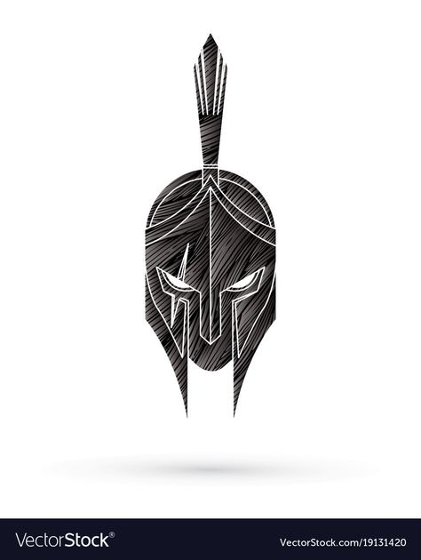 Spartan Helmet Drawing, Spartan Helmet Tattoo, Illustrator Ideas, Helmet Drawing, Helmet Tattoo, Spartan Tattoo, Ancient Tattoo, Warrior Concept Art, Warrior Helmet