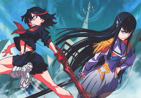 Ryuko Matoi and Satsuki Kiriyuin- Kill la Kill Ryuko Kill La Kill, Kill La Kill Ryuko Matoi, Ryuuko Matoi, Noxus League Of Legends, Kill A Kill, Kill La Kill Art, Satsuki Kiryuin, Ryuko Matoi, Studio Trigger