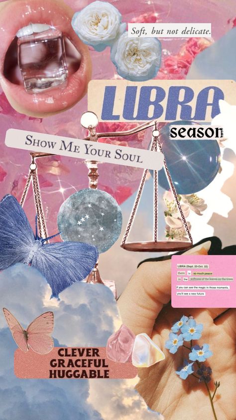 #libravibes #libramoodboard #libraaesthetic #moodboard #zodiacshuffle #zodiacsigns #zodiac #libra #pinkandblue Libra Aesthetic Wallpaper, Libra Aesthetic, Libra Season, Bubbles Wallpaper, Trippy Wallpaper, Zodiac Sign Libra, Libra Zodiac, Animal Party, Create Collage