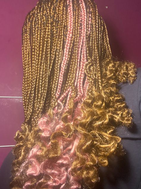 Pink And Green Braids, Ginger And Pink Braids, Brown To Pink Ombre, Oc Hairstyles, Brown And Pink Hair, Curled Hair With Braid, Pink Braids, Ombre Braid, Box Braids Hairstyles For Black Women