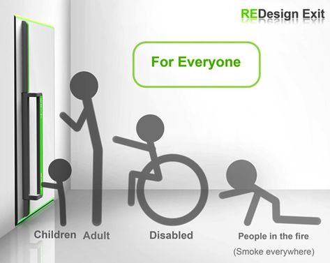 REDesign Exit Door by Chen Guan-Yuan Person Crawling, Accessible Playground, Barrier Free Design, Inclusive Playground, Accessibility Design, Door Bar, Barrier Free, Hospital Design, Inclusive Design