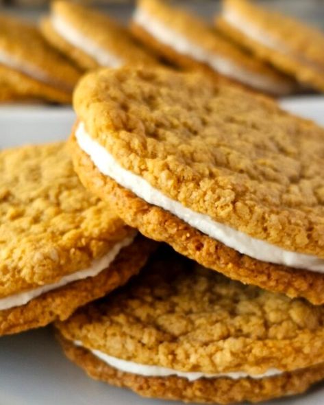 Gluten Free Oatmeal Cream Pies - Chef Alina Chef Alina Gluten Free, Little Debbie Oatmeal Cream Pies, Chef Alina, Oatmeal Pie, Oatmeal Cream Pies, Cream Pies, Gluten Free Oatmeal, Little Debbie, Oatmeal Cream