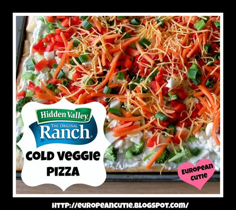 Hidden Valley Ranch Cold Veggie Pizza on MyRecipeMagic.com Cold Veggie Pizza, Veggie Pizza Recipe, Ranch Packet, Ranch Salad, Ranch Dressing Recipe, Hidden Valley Ranch, Ranch Salad Dressing, Ranch Recipe, Summer Veggies