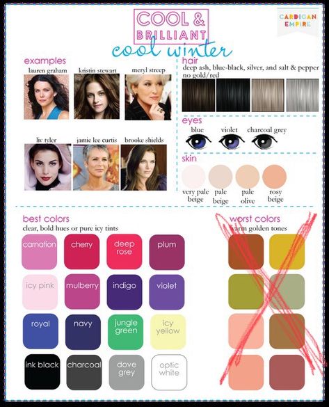 Make Up For Cool Winter, Cold Winter Color Palette Makeup, Cool Winter Pallete Outfits, House Of Colour Winter Makeup, True Winter Summer Outfits, Cool Winter Celebrities, Cool Winter Capsule Wardrobe, Cold Winter Palette, Cool Winter Outfits Palette