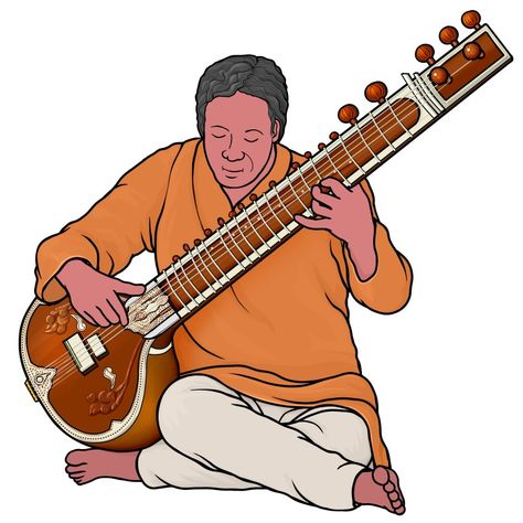 sitar Sitar Instrument Illustration, Sitar Instrument Drawing, Sitar Instrument, Musical Instruments Clipart, Hindustani Classical Music, Indian Musical Instruments, Musical Instruments Drawing, Indian Classical Music, Folk Instruments