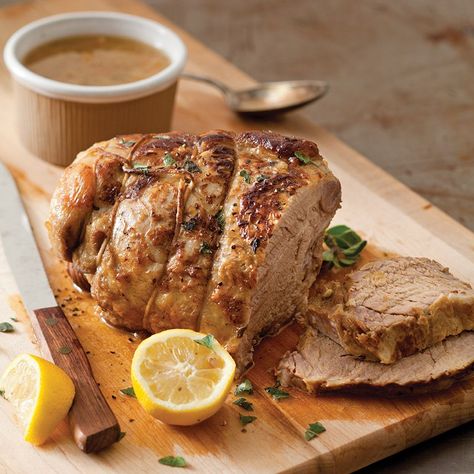 An overnight rest in a simple marinade infuses this pork roast with extra flavor. Braised Dishes, Easy Dutch Oven Recipes, Slow Cooked Pork Shoulder, Slow Cooker Pork Shoulder, Roasted Pork Shoulder, Pork Shoulder Recipe, Dutch Oven Recipes Cast Iron, Slow Roasted Pork Shoulder, Simple Marinade