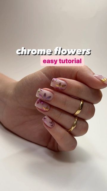 Flowers To Make, Chrome Nails Designs, Nail Art For Beginners, Shiny Nails, Floral Nails, Types Of Nails, The Goal, Chrome Nails, Diy Nails