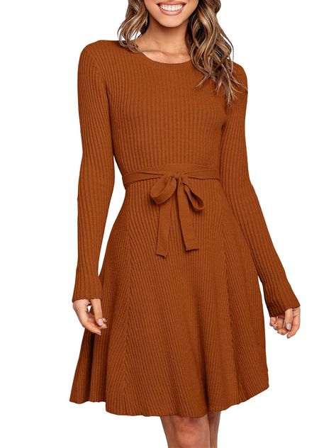 Short Fall Dresses, Winter Dresses For Work, Orange Sweater Dress, Long Sleeve Dresses Fall, Fall Sweater Dress, Work Dresses For Women, Dresses Casual Fall, Fall Winter Dresses, Country Dresses