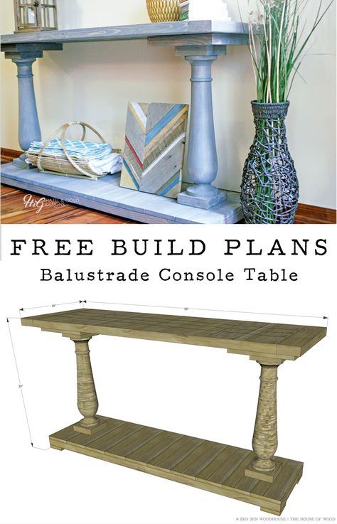 Love Restoration Hardware, but don't love the price? Build your own RH-inspired DIY balustrade console table! Free plans! Table Beton, Diy Console, Diy Console Table, Restoration Hardware Inspired, Build Plans, Ideas Hogar, Table Diy, Free Plans, Diy Furniture Projects