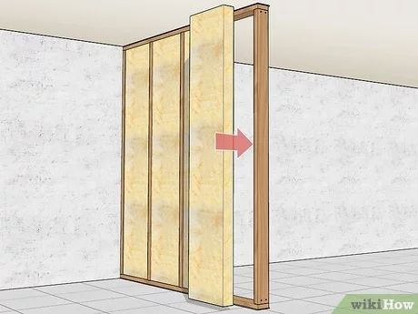 How to Build a Fake Wall: 12 Steps (with Pictures) - wikiHow Building A False Wall, Diy Dividing Wall, Making A Temporary Wall Room Dividers, Building A Room Divider Wall, Building A Wall With A Door, How To Build Interior Wall, How To Make A Divider Wall, Easy Diy Partition Wall, Ideas For Temporary Walls