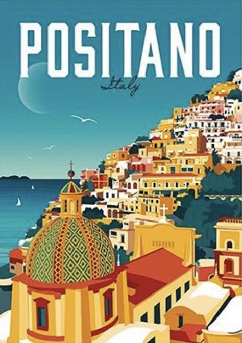 Romantic Poster, Vintage Italian Posters, Amalfi Coast Travel, Italian Posters, Italy Poster, Postal Vintage, Lisbon Travel, Nostalgic Images, Retro Travel Poster