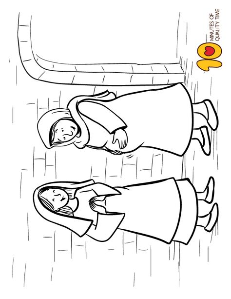 Mary Visits Elizabeth Coloring Page - Sunday School Angel Visits Mary Coloring Page, Mary Visits Elizabeth Craft For Kids, Mary And Elizabeth Bible Craft, The Visitation Of Mary To Elizabeth, Gabriel Visits Mary, Mary Visits Elizabeth, Mary Coloring Page, Mary And Elizabeth, Kindergarten Coloring