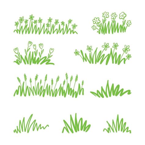 Easy Grass Drawing, Simple Grass Drawing, Grass And Flowers Drawing, Cute Grass Drawing, Field Background Drawing, Draw Grass Easy, Grass Drawing Easy, Field Drawing Easy, Garden Drawing Easy