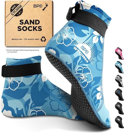 Amazon.com: BPS 'Storm Sock' Neoprene 3mm Water Socks - with Anti-Slip Sole - Wetsuit Booties for Scuba Diving, Swimming, Water Sports, Surfing - Low Cut (Black/Snorkel Blue Accent, XXL) : Sports & Outdoors Sand Dance, Volleyball Socks, Sand Volleyball, Beach Soccer, Beach Socks, River Rat, Water Aerobics, Low Cut Socks, Beach Sports